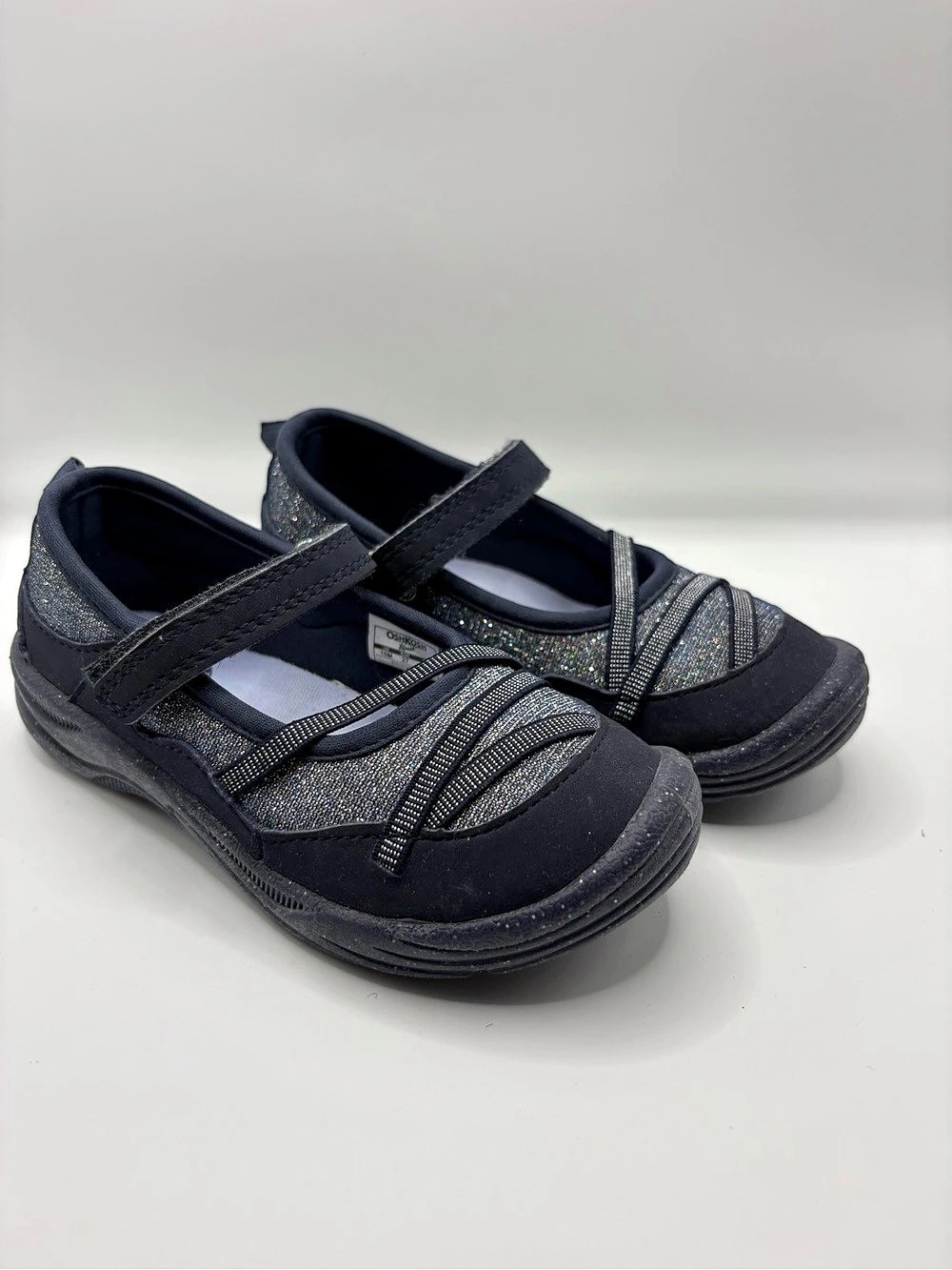 OshKosh B'gosh Girls Blue&  Silver Mary Jane Shoes Size 10.